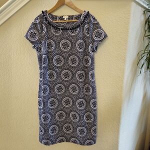 TALBOT'S “Tribal Paisley” Medallion Print Women's dress Black and White Size L